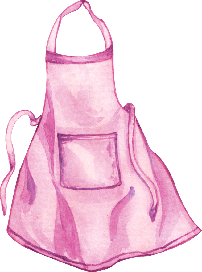 Watercolor pink apron illustration. baking